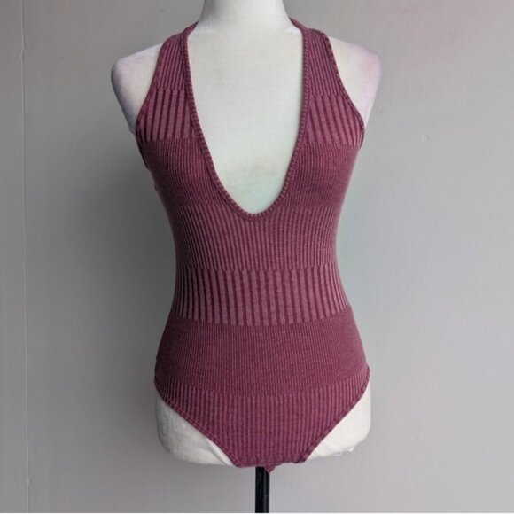 Acemi Mauve Ribbed Bodysuit - Picture 1 of 10